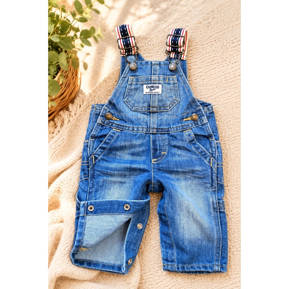 Classic OshKosh Baby‎ Denim Overalls 3 Months Adjustable Strap Romper Utility